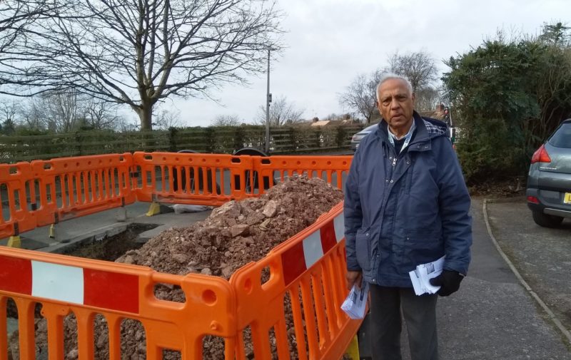 Ram Srivastava out in Pantolf place - Severn Trent Drainage works will take 10 weeks in total.